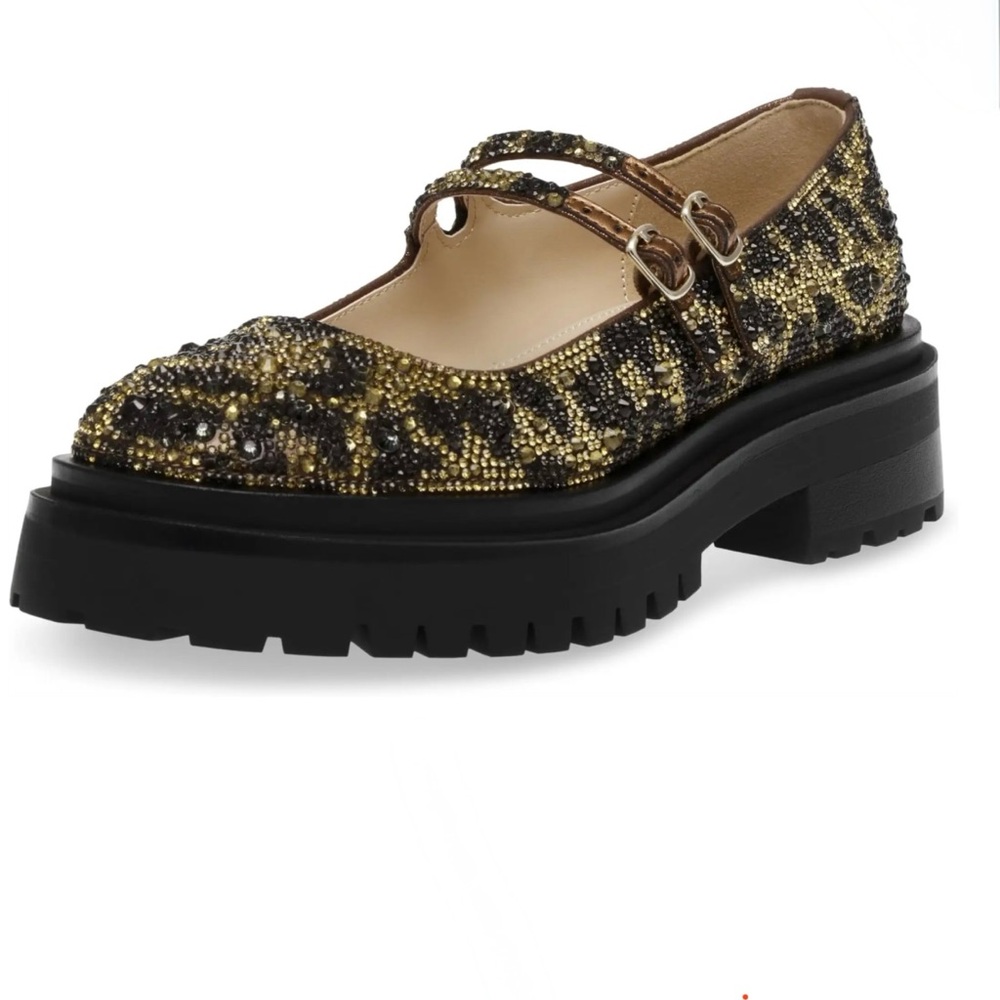 Betsey Johnson Gold Leopard Mary Jane Shoes